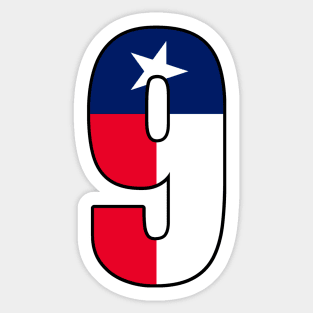 Number 9 Texas Flag Sticker